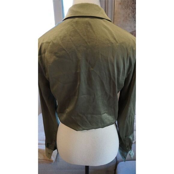 Aritzia Wilfred Tie Front Blouse in Bitter Sage - Size XS - Picture 7 of 15